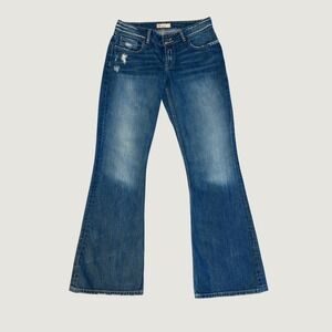 Buckle BKE Denim Low Rise Distressed Flare Jeans Blue Size 31 GUC Y2K